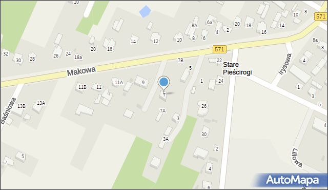 Stare Pieścirogi, Makowa, 7, mapa Stare Pieścirogi