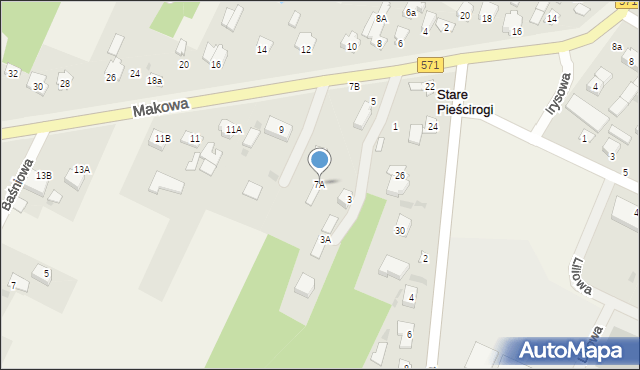 Stare Pieścirogi, Makowa, 7A, mapa Stare Pieścirogi