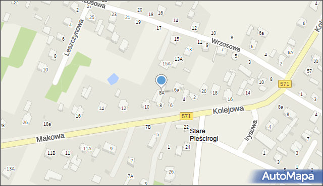 Stare Pieścirogi, Makowa, 8A, mapa Stare Pieścirogi