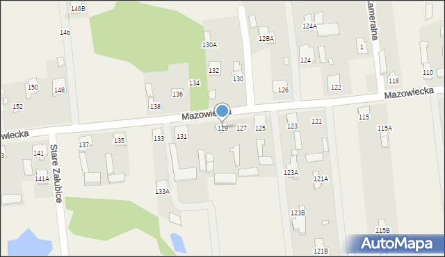 Stare Załubice, Mazowiecka, 129, mapa Stare Załubice
