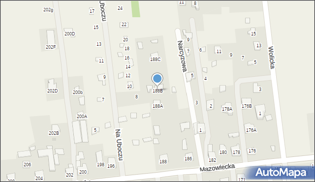 Stare Załubice, Mazowiecka, 188B, mapa Stare Załubice