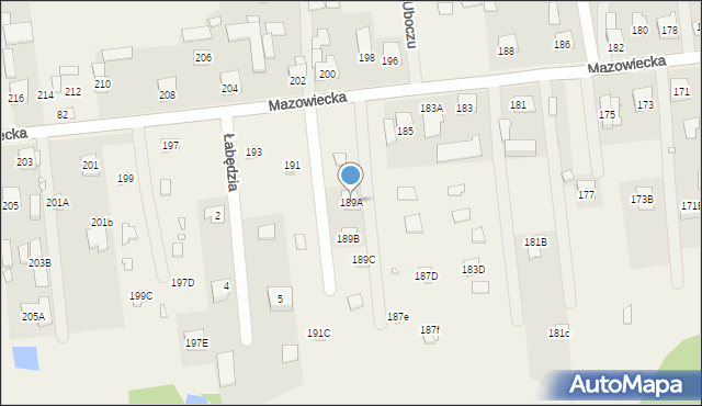Stare Załubice, Mazowiecka, 189A, mapa Stare Załubice