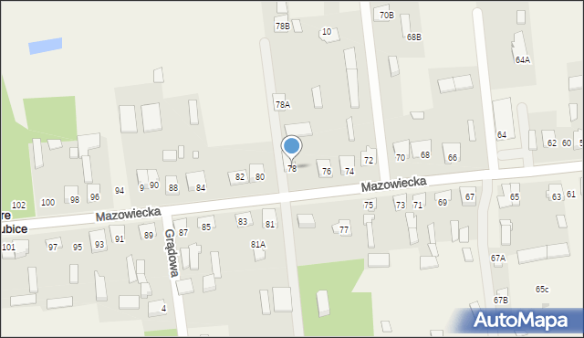 Stare Załubice, Mazowiecka, 78, mapa Stare Załubice