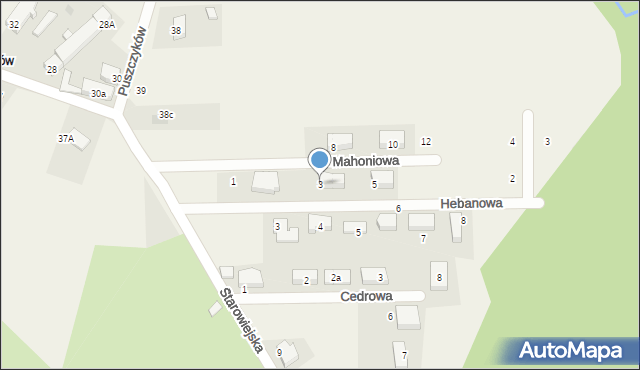Stary Żagań, Mahoniowa, 3, mapa Stary Żagań