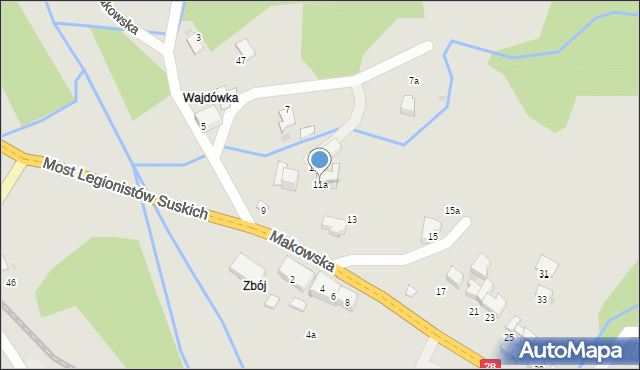 Sucha Beskidzka, Makowska, 11a, mapa Sucha Beskidzka
