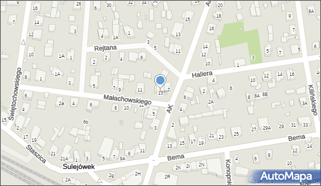 Sulejówek, Małachowskiego, 13, mapa Sulejówek