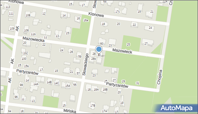 Sulejówek, Mazowiecka, 30a, mapa Sulejówek