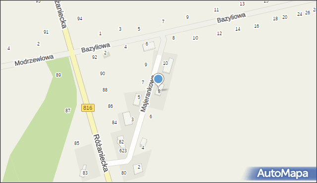 Suszno, Majerankowa, 8, mapa Suszno
