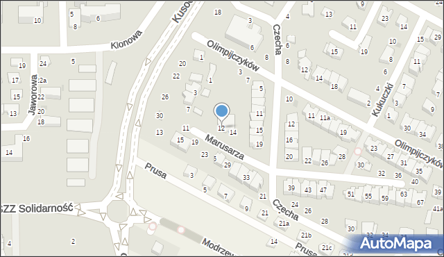 Świdnik, Marusarza Stanisława, 12, mapa Świdnika