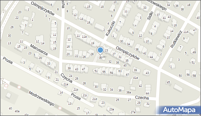 Świdnik, Marusarza Stanisława, 30, mapa Świdnika