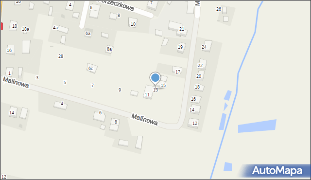 Świerkocin, Malinowa, 13, mapa Świerkocin
