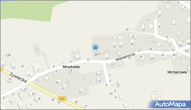 Świnna, Malownicza, 15, mapa Świnna