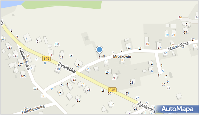 Świnna, Malownicza, 3, mapa Świnna