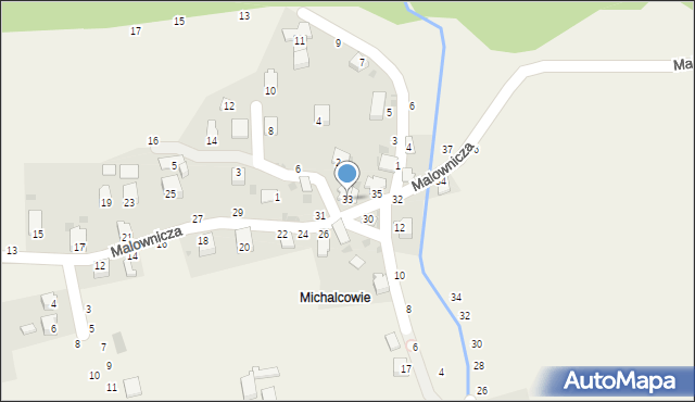 Świnna, Malownicza, 33, mapa Świnna