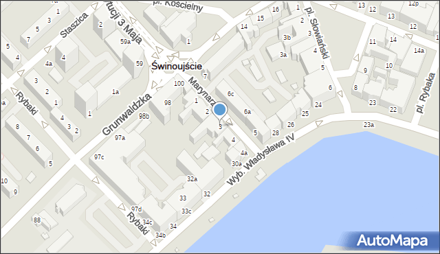 Świnoujście, Marynarzy, 3, mapa Świnoujście
