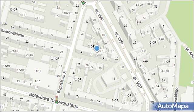 Szczecin, Małkowskiego Andrzeja, 2, mapa Szczecina