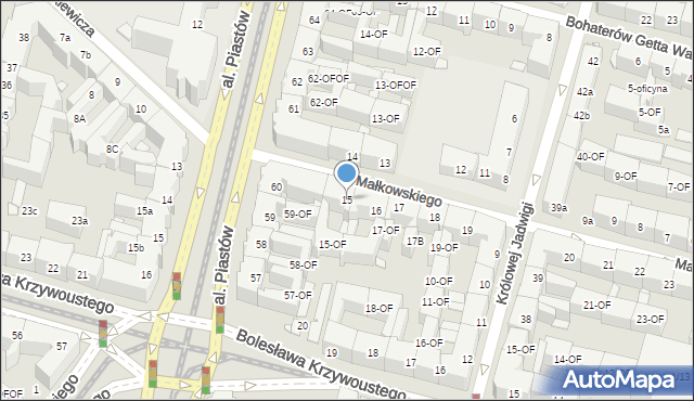 Szczecin, Małkowskiego Andrzeja, 15, mapa Szczecina