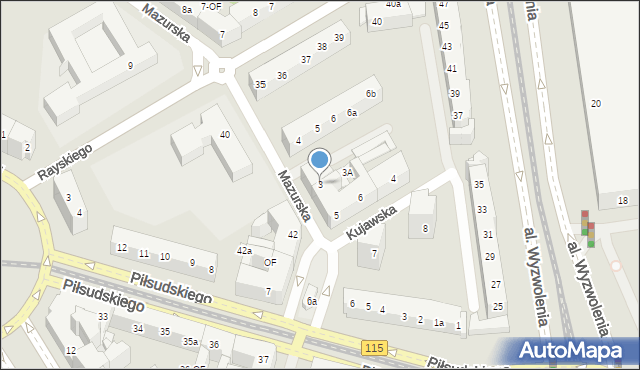 Szczecin, Mazurska, 3, mapa Szczecina