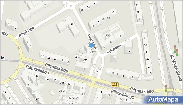 Szczecin, Mazurska, 42, mapa Szczecina