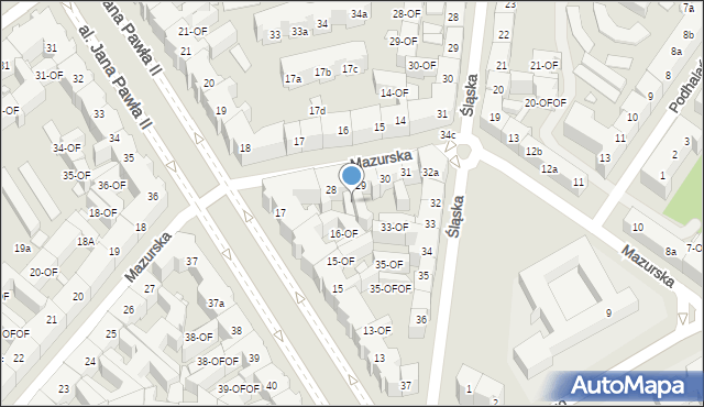 Szczecin, Mazurska, 29-OF, mapa Szczecina