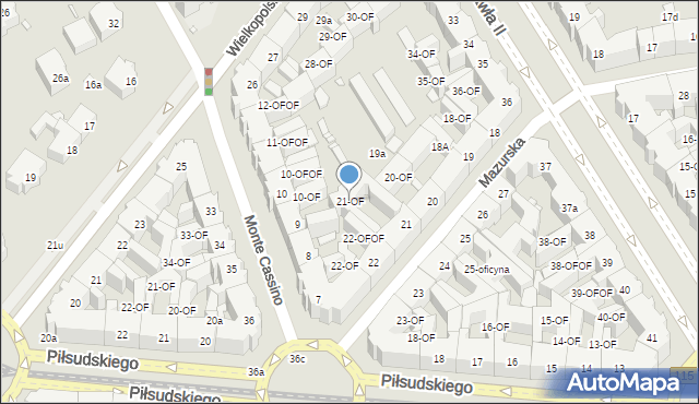 Szczecin, Mazurska, 21-OF, mapa Szczecina