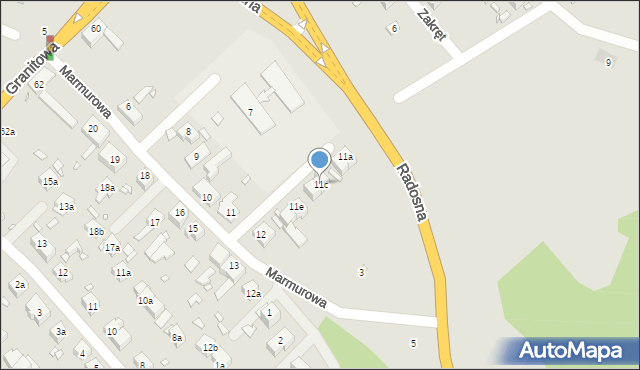 Szczecin, Marmurowa, 11c, mapa Szczecina