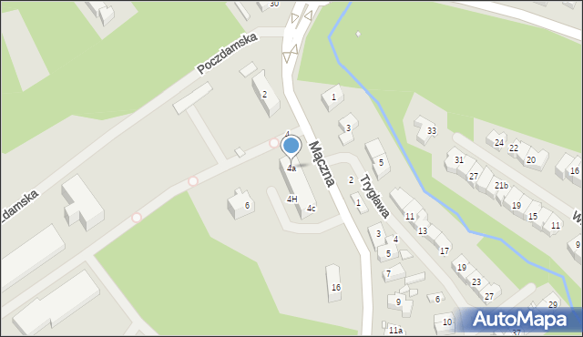 Szczecin, Mączna, 4a, mapa Szczecina