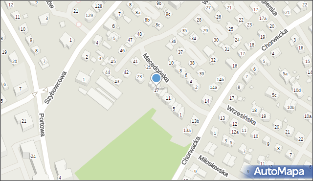Szczecin, Macedońska, 17, mapa Szczecina