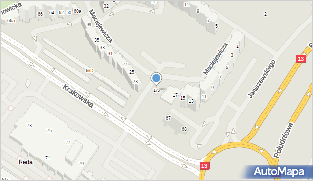 Szczecin, Maciejewicza Konstantego, 17a, mapa Szczecina