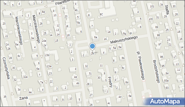 Szczecin, Makuszyńskiego Kornela, 2b, mapa Szczecina