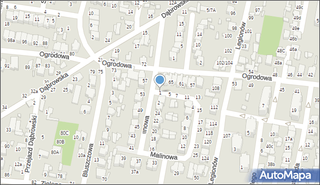 Tomaszów Mazowiecki, Malinowa, 1, mapa Tomaszów Mazowiecki