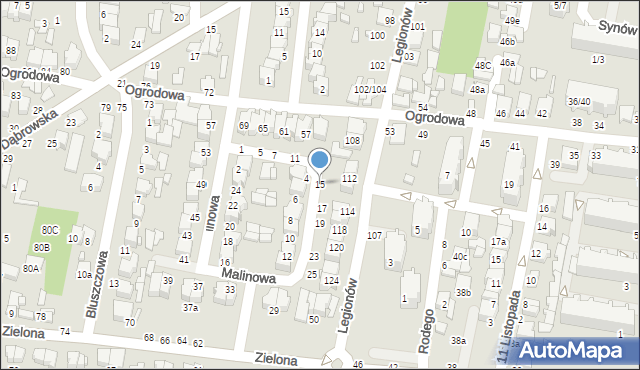 Tomaszów Mazowiecki, Malinowa, 15, mapa Tomaszów Mazowiecki