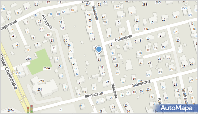 Toruń, Makowa, 35, mapa Torunia