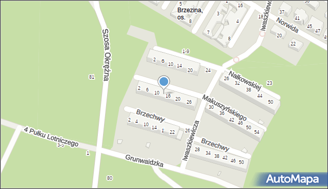 Toruń, Makuszyńskiego Kornela, 14, mapa Torunia