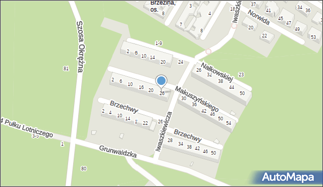 Toruń, Makuszyńskiego Kornela, 26, mapa Torunia