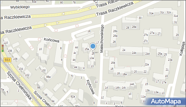 Toruń, Małachowskiego Stanisława, 15, mapa Torunia