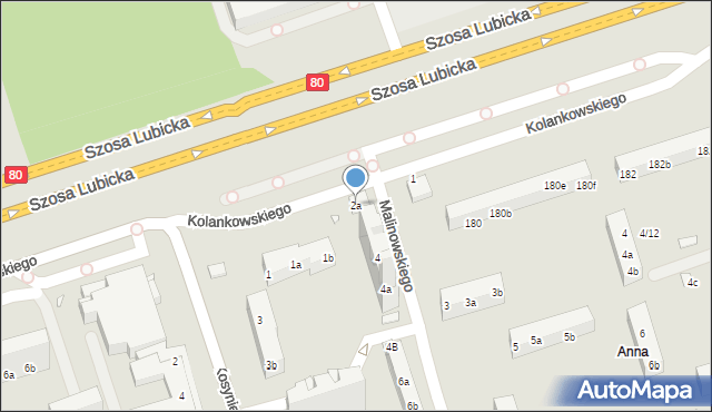 Toruń, Malinowskiego Bronisława, 2a, mapa Torunia