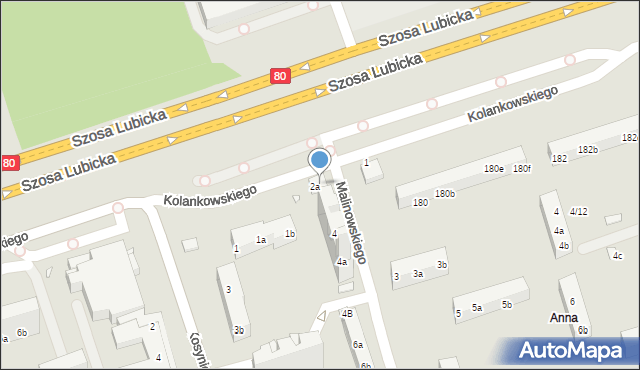 Toruń, Malinowskiego Bronisława, 2b, mapa Torunia