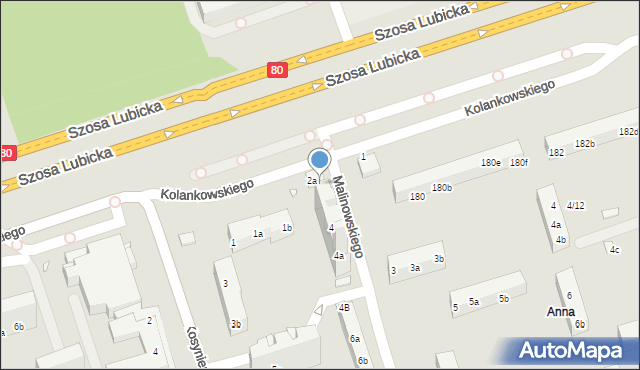 Toruń, Malinowskiego Bronisława, 2c, mapa Torunia