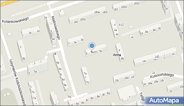 Toruń, Malinowskiego Bronisława, 5a, mapa Torunia