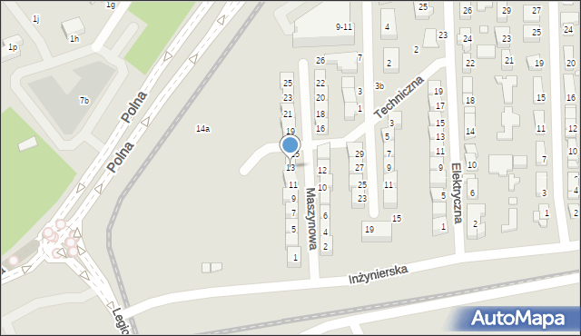 Toruń, Maszynowa, 13, mapa Torunia