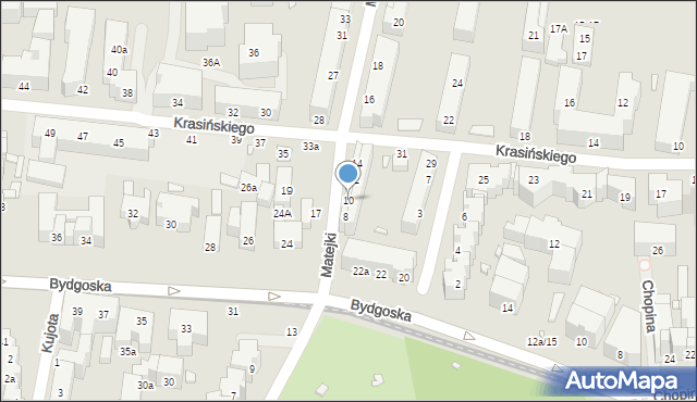 Toruń, Matejki Jana, 10, mapa Torunia