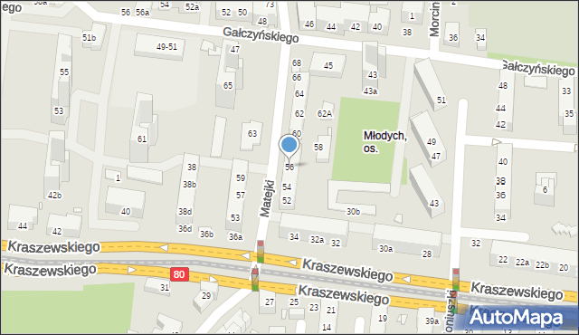 Toruń, Matejki Jana, 56, mapa Torunia