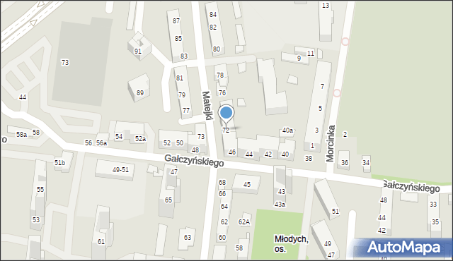 Toruń, Matejki Jana, 72, mapa Torunia