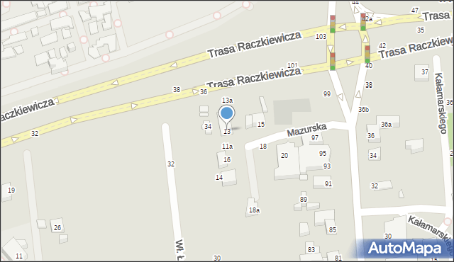 Toruń, Mazurska, 13, mapa Torunia