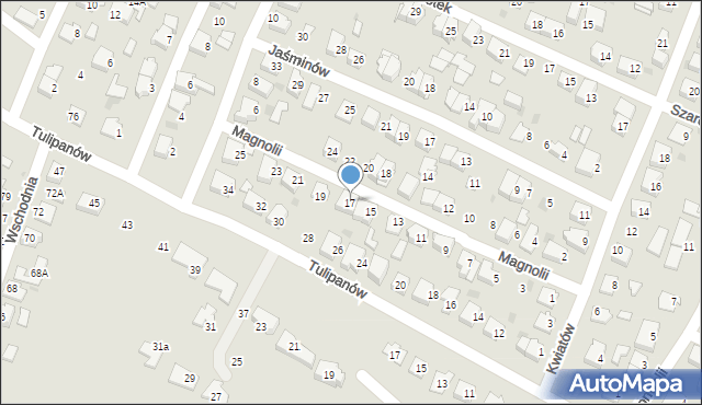 Tychy, Magnolii, 17, mapa Tychów