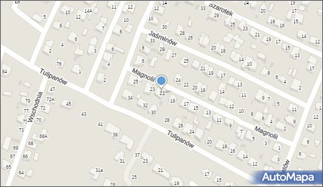 Tychy, Magnolii, 21, mapa Tychów