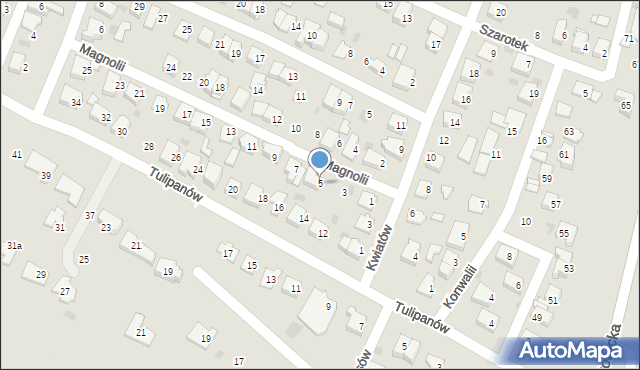 Tychy, Magnolii, 5, mapa Tychów