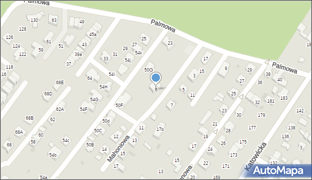 Tychy, Mahoniowa, 6, mapa Tychów