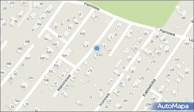 Tychy, Mahoniowa, 7, mapa Tychów